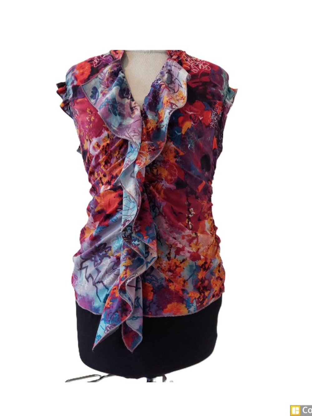 Vivienne Tam silk sleeveless blouse SZ 2. 54% Silk 36% Cotton